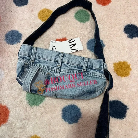 BLOGGERS FAV ZARA PATCHWORK DENIM SHOULDER BAG - Picture 2 of 10